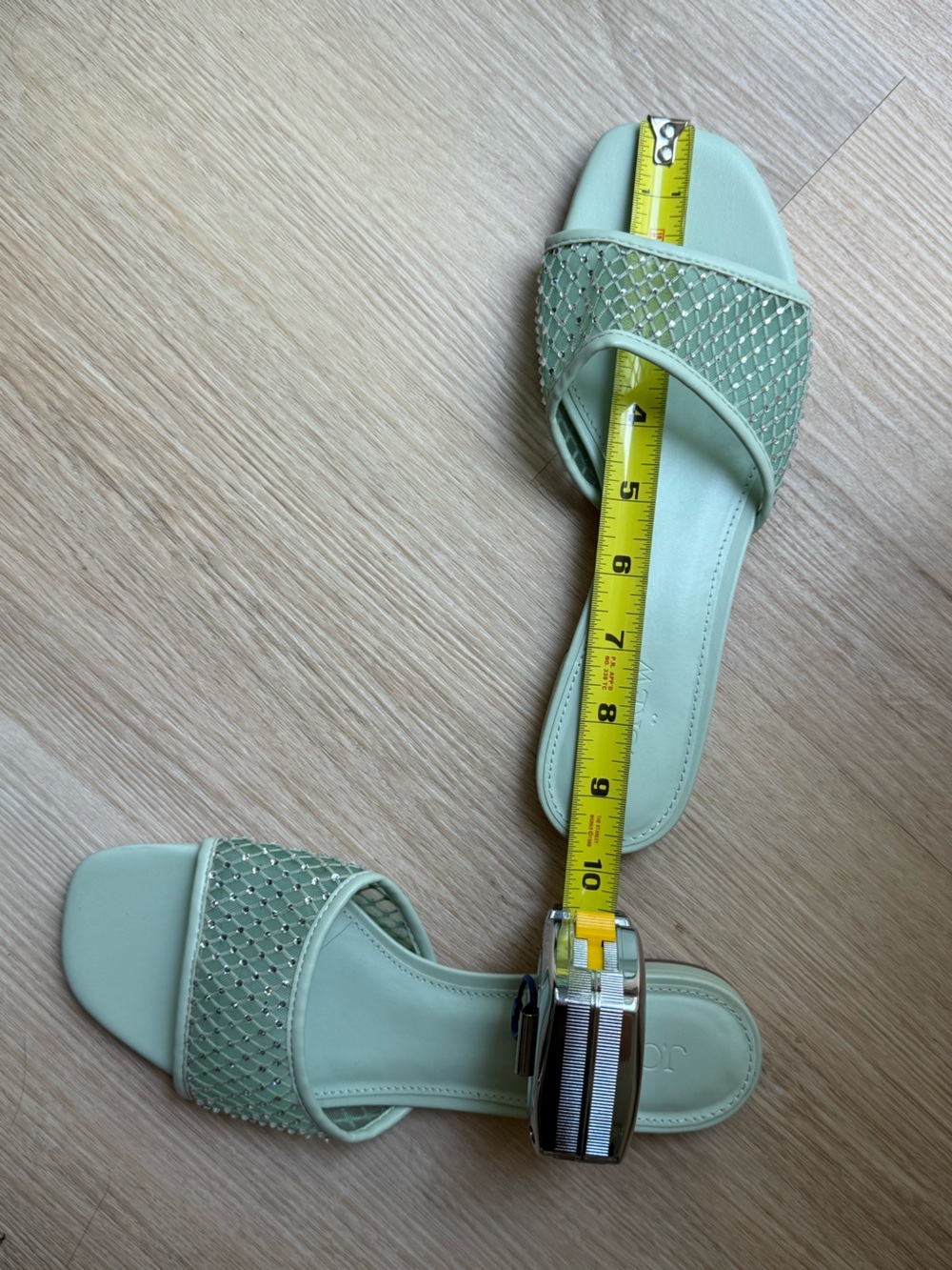 J. Crew Mint Green Mesh Rhinestone Crystal-Embellished Slide Sandals - Picture 4 of 6